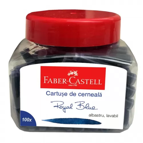 36-Cartuse-cerneala-mici-albastre-100buc^borcan-Faber~Castell