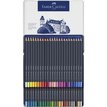 Creioane colorate 48 culori goldfaber cutie metal Faber-Castell-2