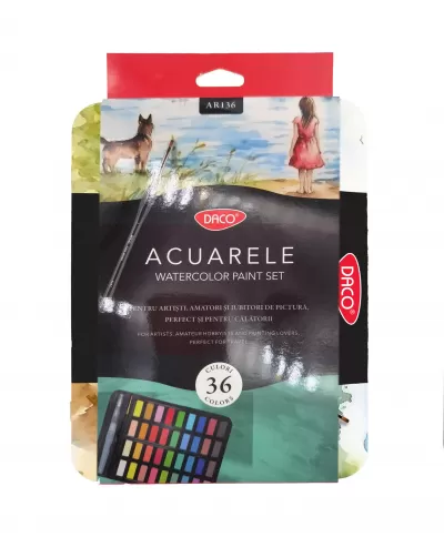 Acuarele 36 culori in cutie metalica Daco AR136-img