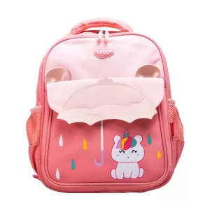 Ghiozdan gradinita, fete, portocaliu pastel, imprimeu unicorn, 33 cm Daco GH238-1-IMG-nav