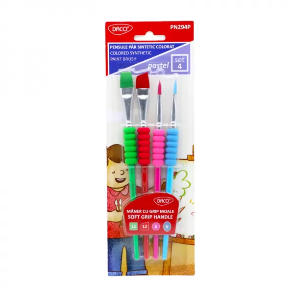 Pensule pictura set 4 bucati, par sintetic colorat Daco PN294P-1-IMG-slider