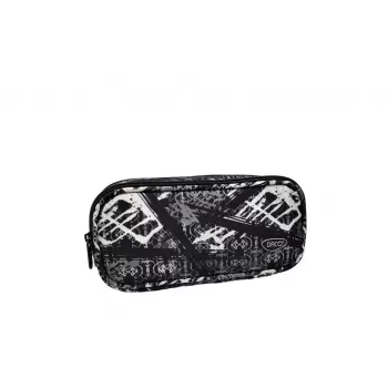 Penar borseta cu 2 fermoare, negru imprimeu abstract Daco PE696-1