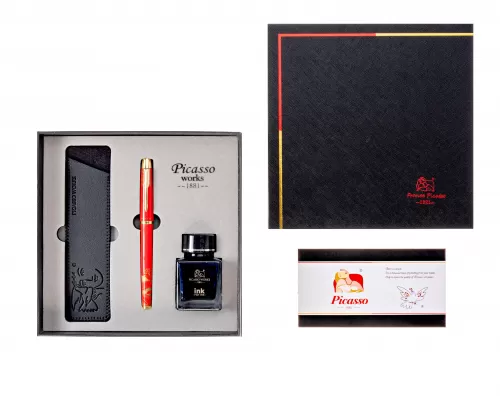 17-Stilou-PICASSO-metalic-rosu-cu-etui-si-calimara-9666R