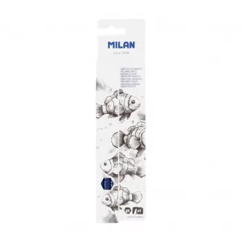 Creion grafit 2B, solubil in apa, set 3 bucati Milan-1
