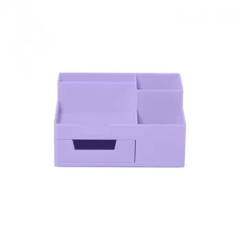 Suport accesorii si pixuri birou, 5 compartimente, lila Ecada-1
