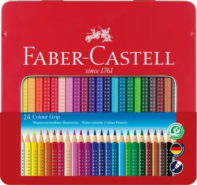 Creioane colorate 24 culori cutie metal grip 2001 Faber-Castell-img