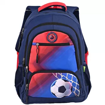 Ghiozdan baieti clasa 5-8, albastru, imprimeu minge fotbal, 46 cm Ecada 61492-1