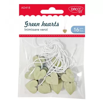 Accesorii craft - Inimioare lemn verzi DACO AD418-1