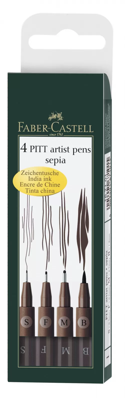6-Pitt-artist-pen-set-4-buc-sepia-Faber~Castell