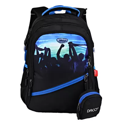 Ghiozdan clasa pregatitoare baieti, negru, imprimeu Suporteri, 38 cm Daco GH3511-img