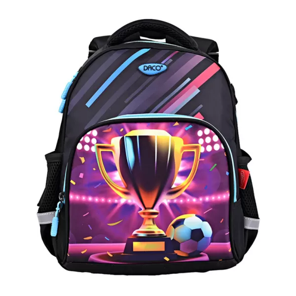 Ghiozdan gradinita baieti, negru imprimeu cupa fotbal, 33 cm Daco GH249-1-IMG-slider