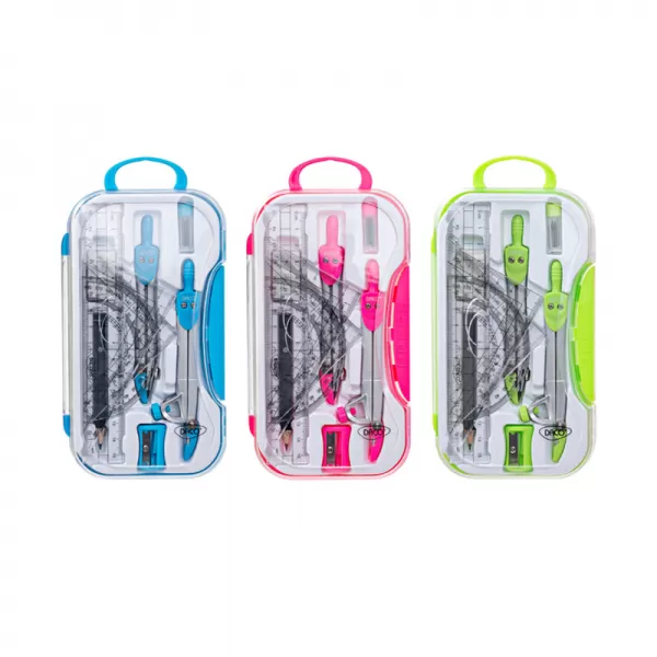 Trusa geometrie in cutie de plastic culori pastel Daco TG210P-1-IMG-slider