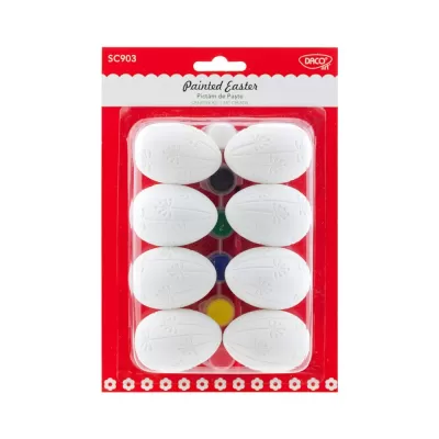 Set creativ pictura oua Paste, 8 oua plastic si 6 culori, Daco SC903-img