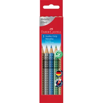 Creioane colorate 5 culori metalizate jumbo grip Faber-Castell-1