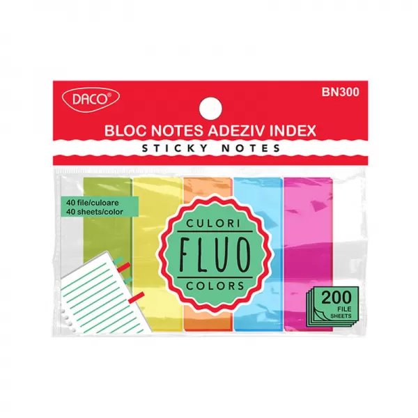 Sticky notes - notite adezive hartie , 5 culori, 50x20 mm Daco BN300-1-IMG-slider