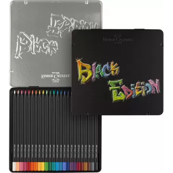 Creioane colorate 24 culori black edition cutie metal Faber-Castell-4