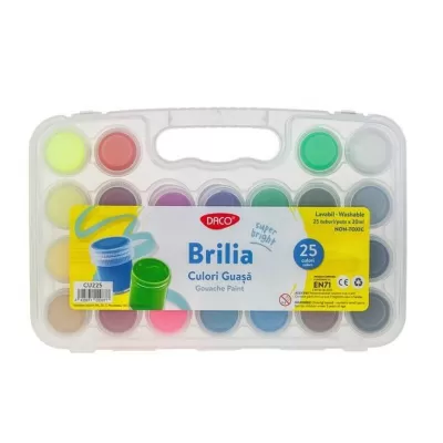 Culori guasa 25 culori, 20 ml/culoare Brilia Daco -img