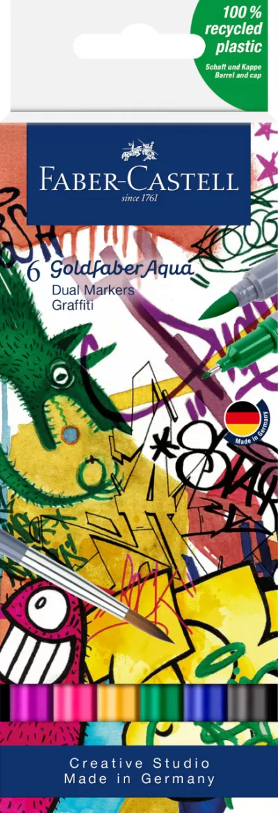 Marker solubil 2 capete set 6 buc graffiti goldfaber Faber-Castell-img