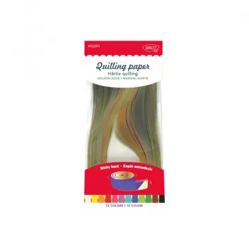 Hartie quilling asortata cu margini aurite 42.5X0.5 cm 200/set DACO HQ201-1