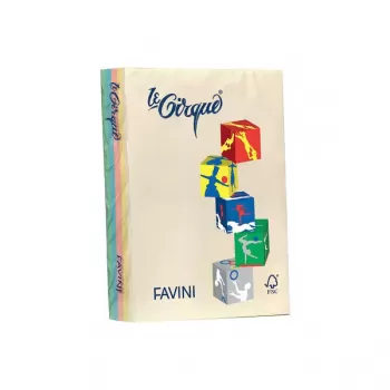 Carton colorat asortat A4, 5 culori pastel, 250 coli, 160g Favini-1
