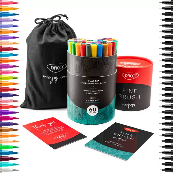 Brush Pen Daco, marker cu 2 capete, set 60 bucati PX560-2-IMG-slider