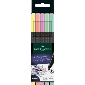 Liner 0.4mm set 5 buc pastel grip Faber-Castell-1