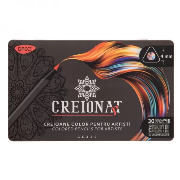 Creioane colorate bicolore in cutie metalica, set 30 Daco CC430-2-IMG-slider
