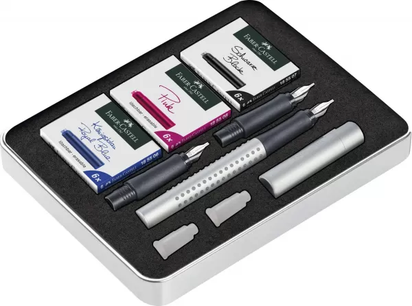 Set stilou caligrafic grip 2011 argintiu Faber-Castell-1-IMG-slider