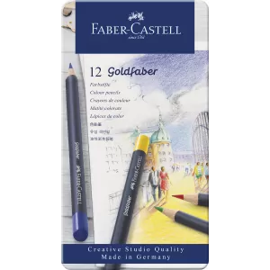 Creioane colorate 12 culori goldfaber cutie metal Faber-Castell-1-IMG-nav