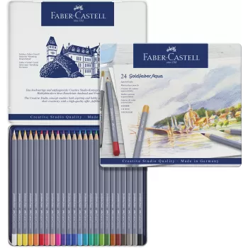 Creioane colorate aquarelle 24 culori goldfaber cut. Metal faber-3