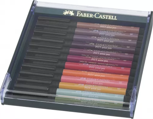 6-Cutie-12-culori-pitt-artist-pen-nuante-earth-Faber~Castell