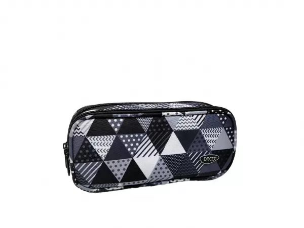 Penar tip borseta, 2 fermoare, negru imprimeu geometric Daco PE698-1-IMG-slider
