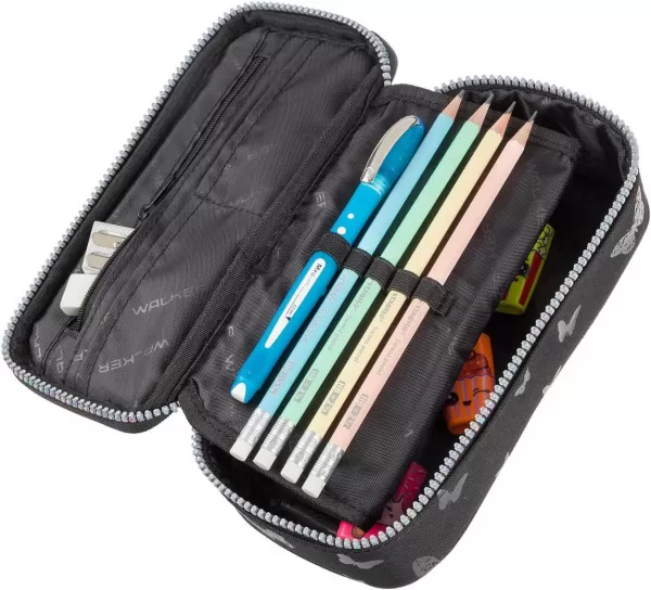 Penar etui cu 1 fermoar, negru, imprimeu fluture paiete, Schneiders-2-IMG-slider