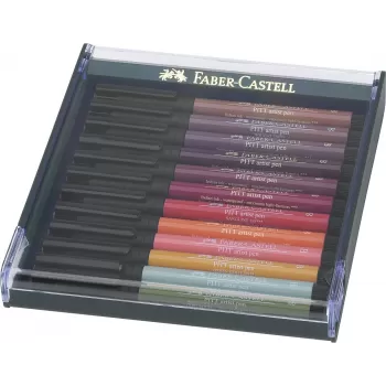 Cutie 12 culori pitt artist pen nuante earth Faber-Castell-1