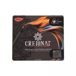 Set 24 creioane colorate in cutie metalica Daco CC424-2-IMG-nav