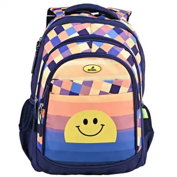 Ghiozdan copii multicolor, imprimeu Smile Face, 46 cm Ecada 61437-1