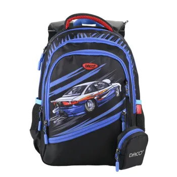Ghiozdan clasa 0 baieti, imprimeu masina, 38 cm  Daco GH3518-1