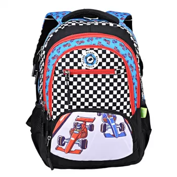 Ghiozdan baieti clasa 0, imprimeu Racing Cars, 38 cm Ecada 614503-1