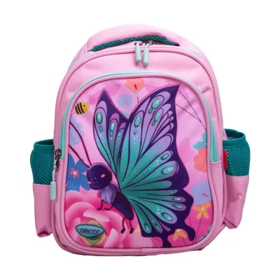 Ghiozdan gradinita, fete, roz, imprimeu fluture, 30 cm Daco GH239-img