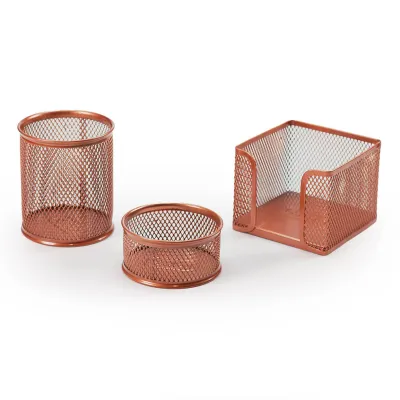 Organizatoare birou set 3 piese metalice Mas, aramiu-img