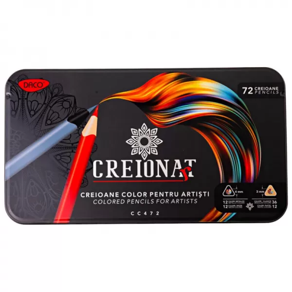 Set 72 creioane colorate in cutie metalica, Creionart Daco CC472-2-IMG-slider