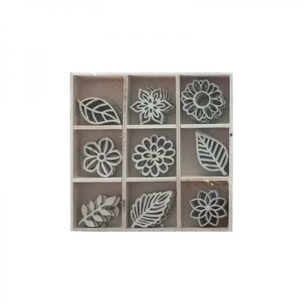 Accesorii craft - flori si frunze lemn perforate AD366 Floricele lemnoase DACO-1-IMG-slider