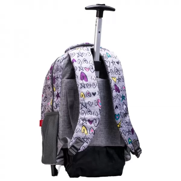 Ghiozdan scolar tip troler fete, gri cu imprimeu inimioare, 44.5 cm Daco GH4609-2-IMG-slider