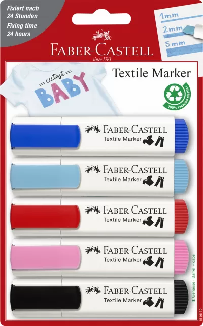 Blister 5 markere textile Faber-Castell-img