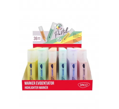 5-Display-marker-evidenţiator-pastel-DACO-36-BUC