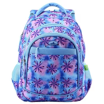 Ghiozdan fete clasele 5-8, bleu, imprimeu fulg, 46 cm Ecada  61430-1