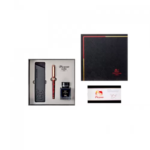 5-Stilou-PICASSO-metalic-rosu-cu-etui-si-calimara-9902R