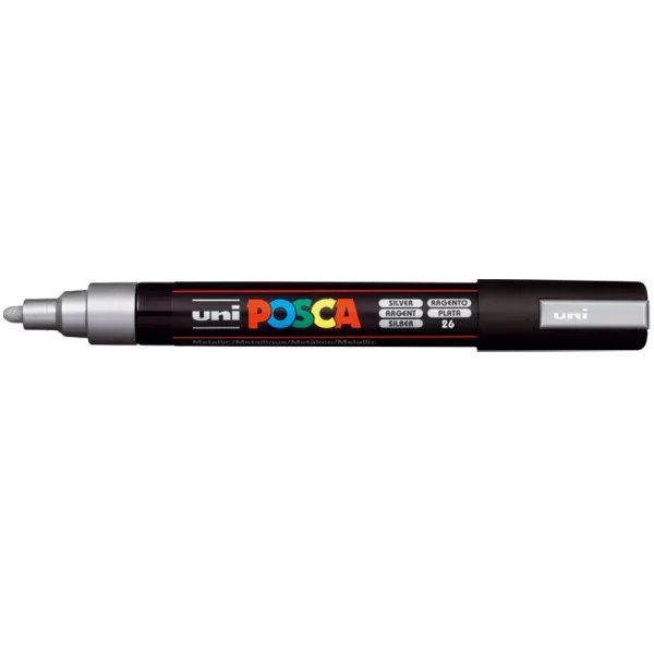 Posca marker UNI Argintiu, varf mediu 1.8-2.5 mm PC-5M-1-IMG-slider