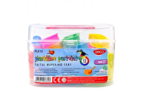 Plastilina 12 culori pastel, 200g Daco PL212-1-IMG-slider