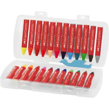 Creioane cerate 24 culori jumbo cutie plastic Faber-Castell-2